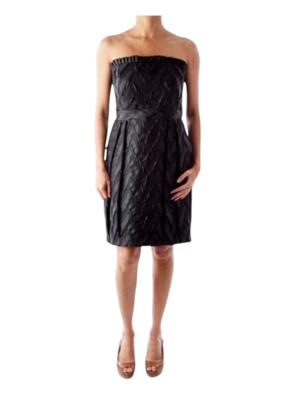 ALICE + OLIVIA (Authenticated) Black Strapless Cocktail Dress, Size S.